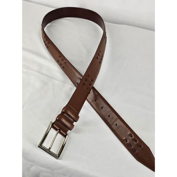JOHN W. NORSDTROM DESIGNER UNISEX BROWN GENUINE LEATHER BELT – SIZE 42 - Picture 4 of 9
